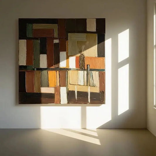 Earth Tone Geometric Abstract Wall Art-Textured Canvas Decor-Artmeto Artmeto Wood wall art