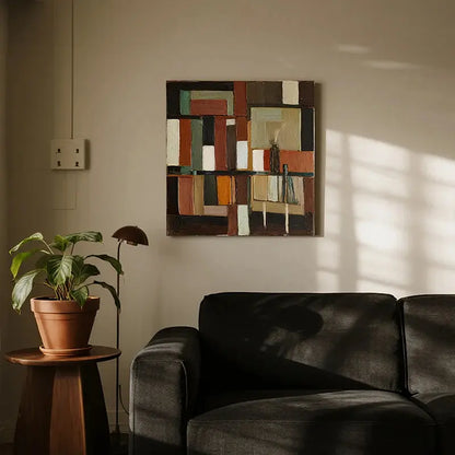 Earth Tone Geometric Abstract Wall Art-Textured Canvas Decor-Artmeto Artmeto Wood wall art