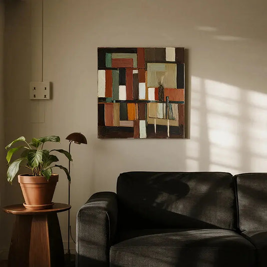 Earth Tone Geometric Abstract Wall Art-Textured Canvas Decor-Artmeto Artmeto Wood wall art