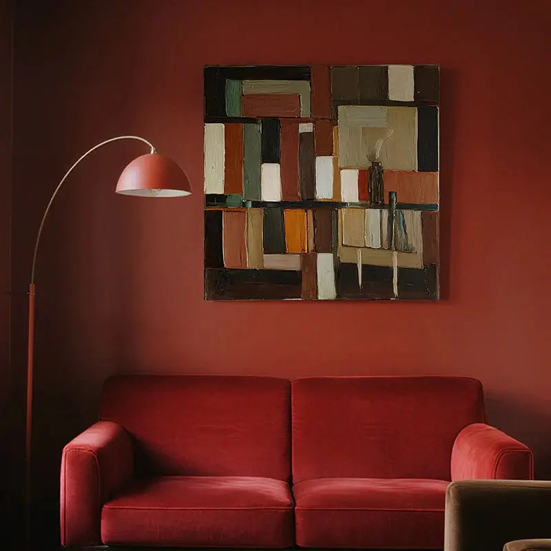 Earth Tone Geometric Abstract Wall Art-Textured Canvas Decor-Artmeto Artmeto Wood wall art