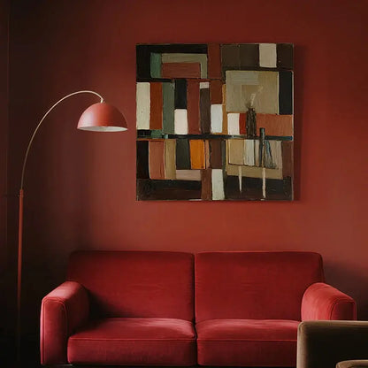 Earth Tone Geometric Abstract Wall Art-Textured Canvas Decor-Artmeto Artmeto Wood wall art