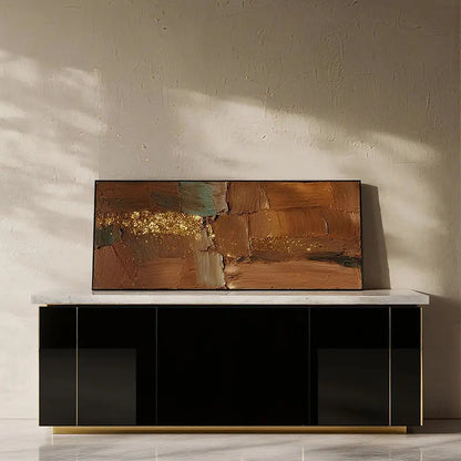 Earth Tone Textured Abstract Canvas-Rust Gold Long Wall Art-Artmeto Artmeto Wood wall art