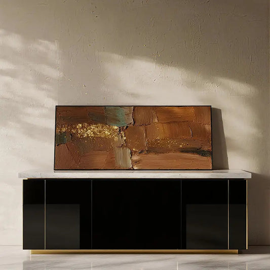 Earth Tone Textured Abstract Canvas-Rust Gold Long Wall Art-Artmeto Artmeto Wood wall art