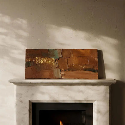 Earth Tone Textured Abstract Canvas-Rust Gold Long Wall Art-Artmeto Artmeto Wood wall art