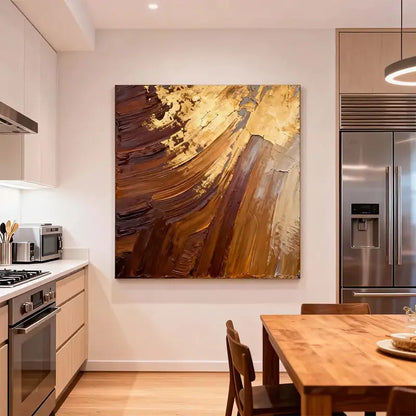 Earthy Gold Abstract Textured Canvas Art Warm Tone Decor Artmeto Wood wall art