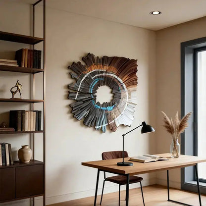 Earthy Gradient Circular 3D Wood Relief Wall Art Modern Textured Design Artmeto Wood wall art