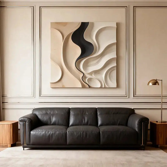 Earthy Gradient Circular 3D Wood Relief Wall Art Modern Textured Design（副本） Artmeto Wood wall art
