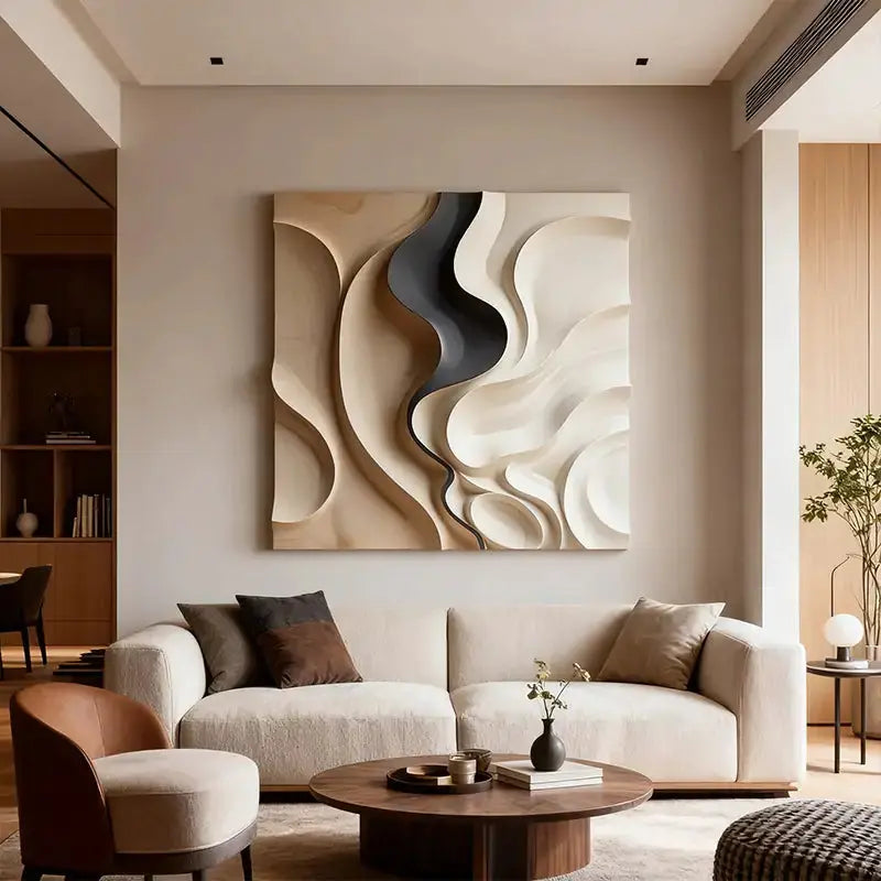 Earthy Gradient Circular 3D Wood Relief Wall Art Modern Textured Design（副本） Artmeto Wood wall art