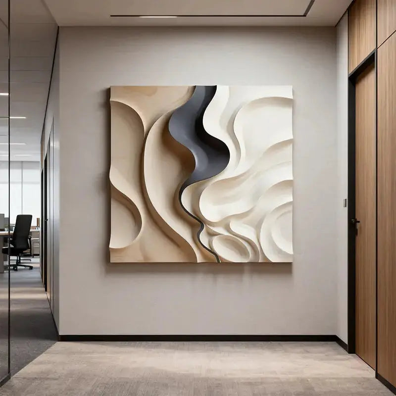 Earthy Gradient Circular 3D Wood Relief Wall Art Modern Textured Design（副本） Artmeto Wood wall art