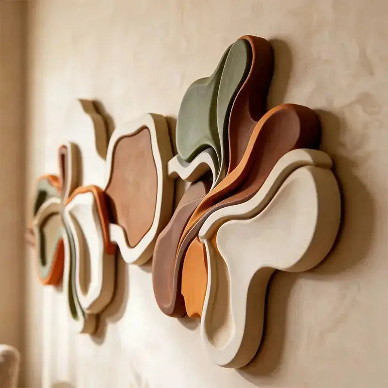 Ivory Fluid Wave 3D Wood Sculpture Wall Art Modern Home Decor（副本） Artmeto Wood wall art
