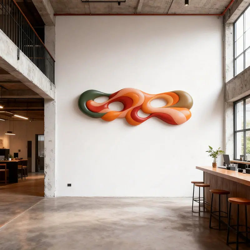 Earthy Tones Multi-Color Fluid Form Organic Abstract 3D Wall Sculpture  Artmeto Wood wall art-2