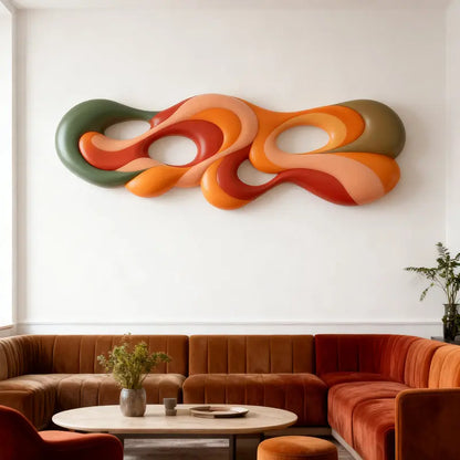 Earthy Tones Multi-Color Fluid Form Organic Abstract 3D Wall Sculpture  Artmeto Wood wall art-1