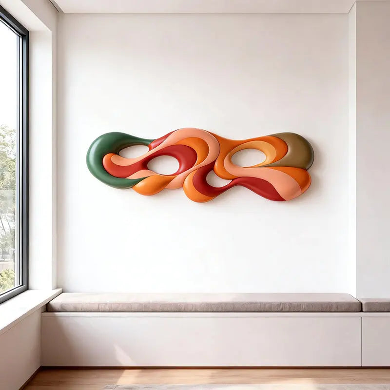 Earthy Tones Multi-Color Fluid Form Organic Abstract 3D Wall Sculpture Artmeto Wood wall art-3