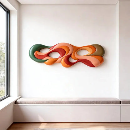 Earthy Tones Multi-Color Fluid Form Organic Abstract 3D Wall Sculpture Artmeto Wood wall art-3