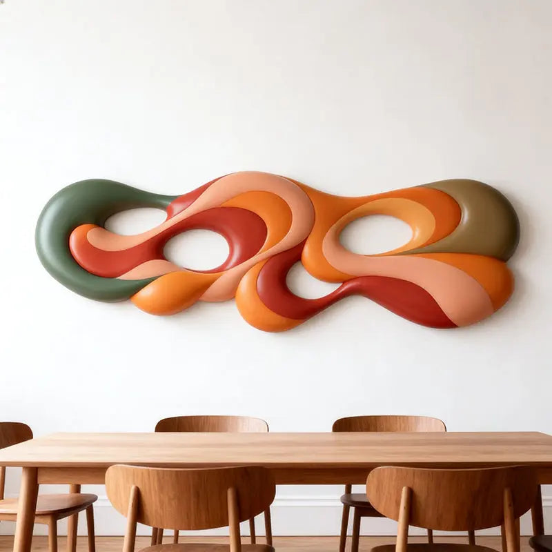 Earthy Tones Multi-Color Fluid Form Organic Abstract 3D Wall Sculpture Artmeto Wood wall art-4