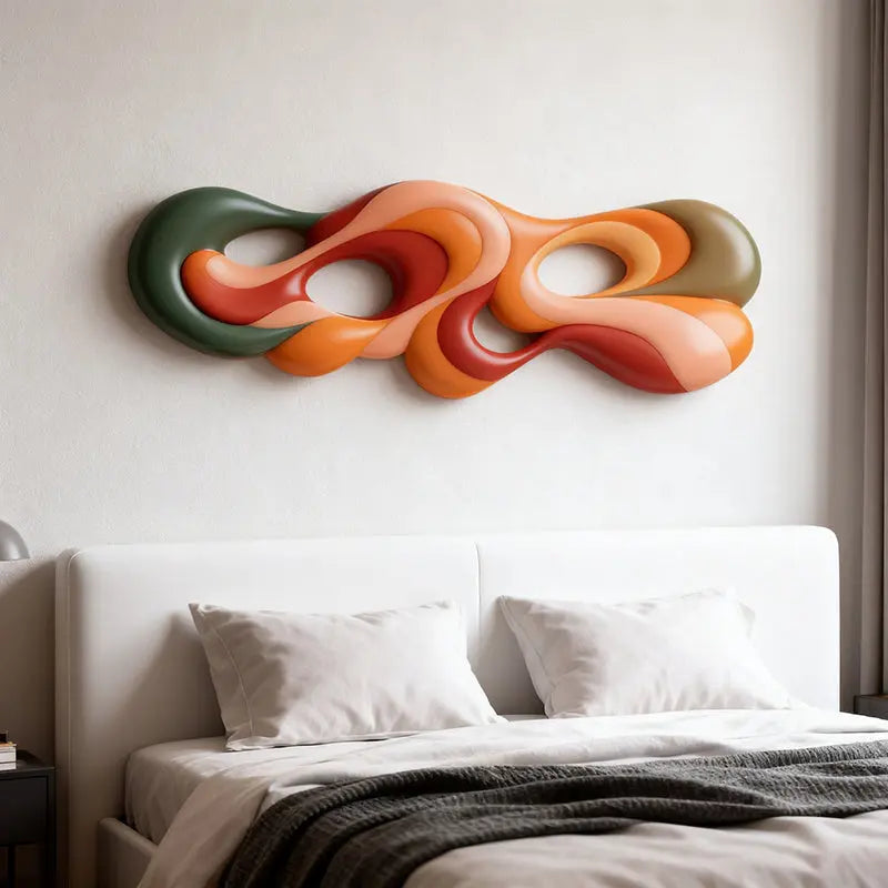 Earthy Tones Multi-Color Fluid Form Organic Abstract 3D Wall Sculpture Artmeto Wood wall art-5