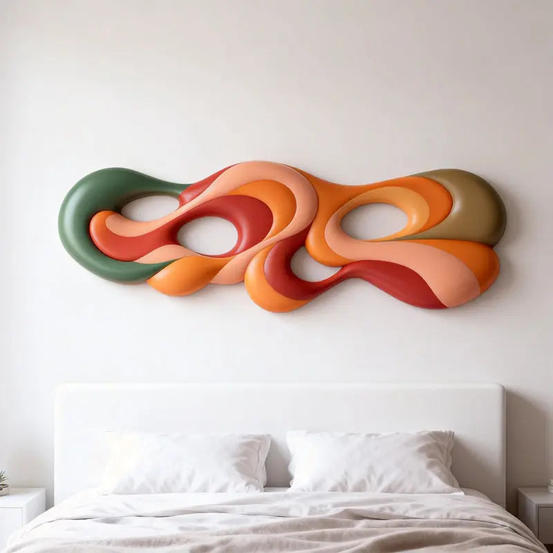 Earthy Tones Multi-Color Fluid Form Organic Abstract 3D Wall Sculpture Artmeto Wood wall art-6