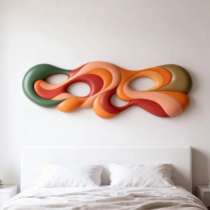 Earthy Tones Multi-Color Fluid Form Organic Abstract 3D Wall Sculpture Artmeto Wood wall art-6