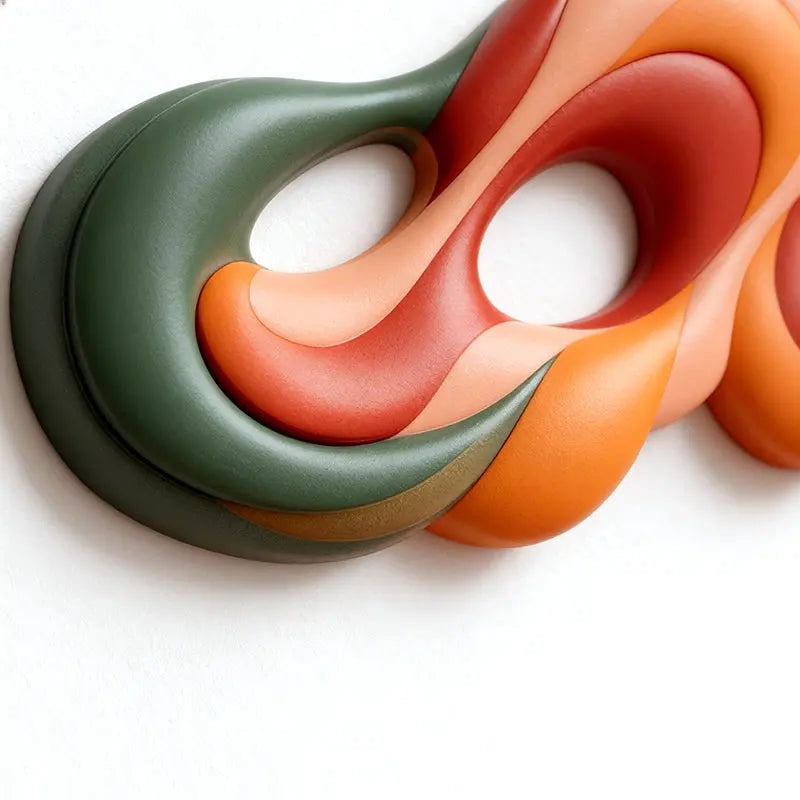 Earthy Tones Multi-Color Fluid Form Organic Abstract 3D Wall Sculpture Artmeto Wood wall art-9
