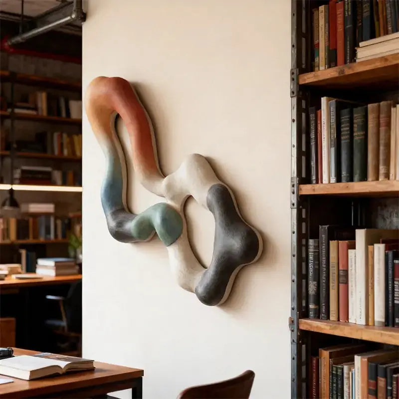 Earthy Tones Multi-Color Fluid Form Organic Abstract 3D Wall Sculpture Artmeto Wood wall art-2