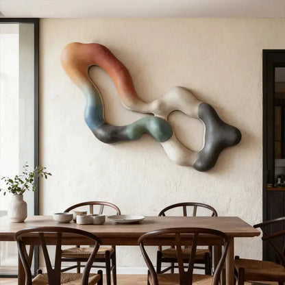 Earthy Tones Multi-Color Fluid Form Organic Abstract 3D Wall Sculpture Artmeto Wood wall art-1