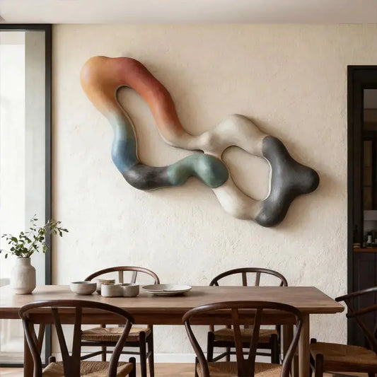 Earthy Tones Multi-Color Fluid Form Organic Abstract 3D Wall Sculpture Artmeto Wood wall art-1