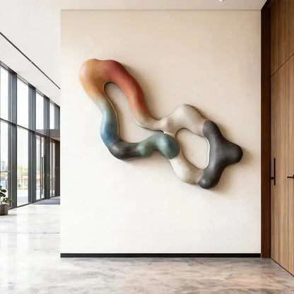 Earthy Tones Multi-Color Fluid Form Organic Abstract 3D Wall Sculpture Artmeto Wood wall art-3