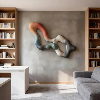 Earthy Tones Multi-Color Fluid Form Organic Abstract 3D Wall Sculpture Artmeto Wood wall art-5