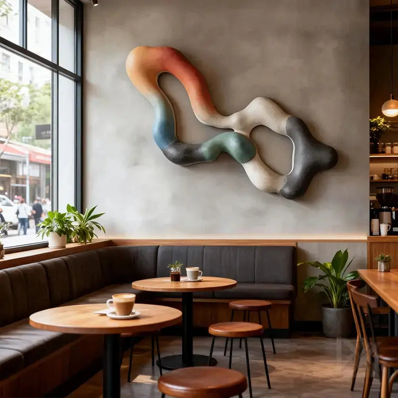 Earthy Tones Multi-Color Fluid Form Organic Abstract 3D Wall Sculpture Artmeto Wood wall art-7