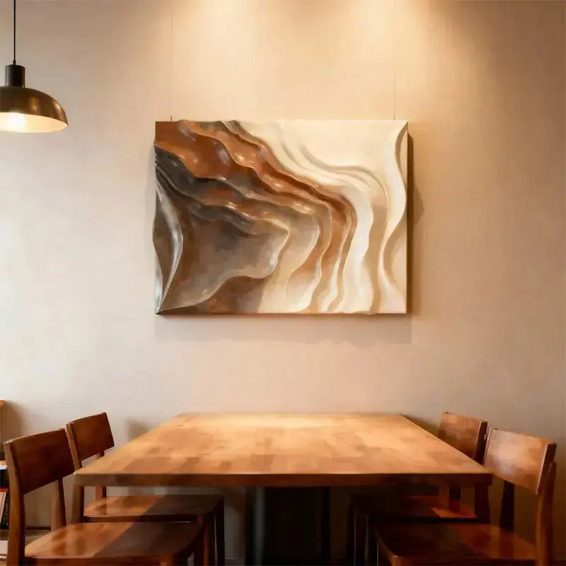 Earthy Wave Gradient Textured 3D Sculptural Wall Decor Artmeto Wood wall art