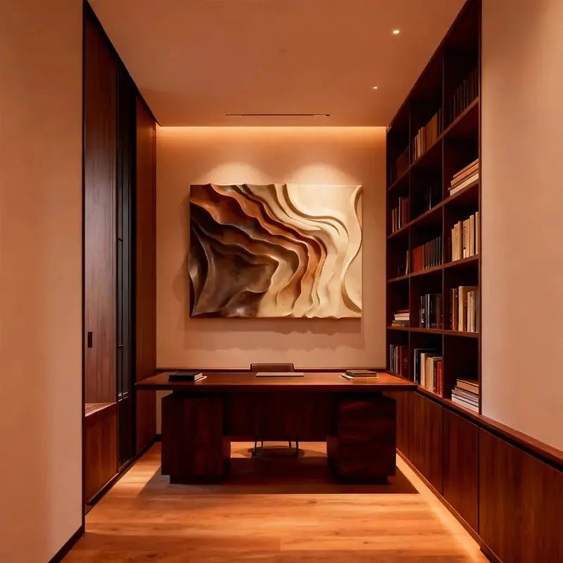 Earthy Wave Gradient Textured 3D Sculptural Wall Decor Artmeto Wood wall art