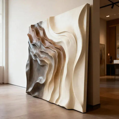 Earthy Wave Gradient Textured 3D Sculptural Wall Decor Artmeto Wood wall art
