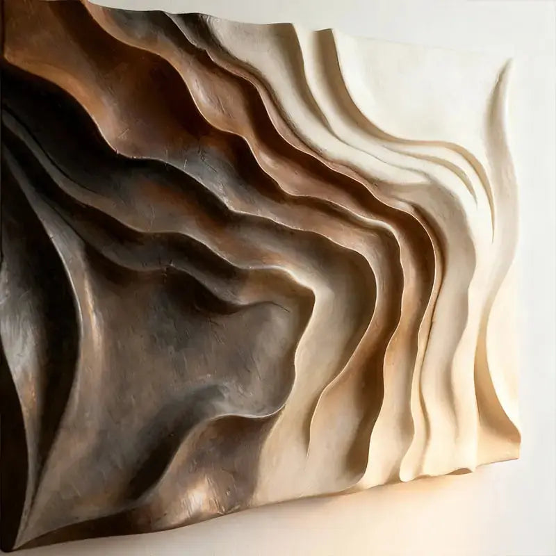 Earthy Wave Gradient Textured 3D Sculptural Wall Decor Artmeto Wood wall art
