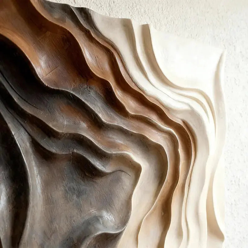 Earthy Wave Gradient Textured 3D Sculptural Wall Decor Artmeto Wood wall art