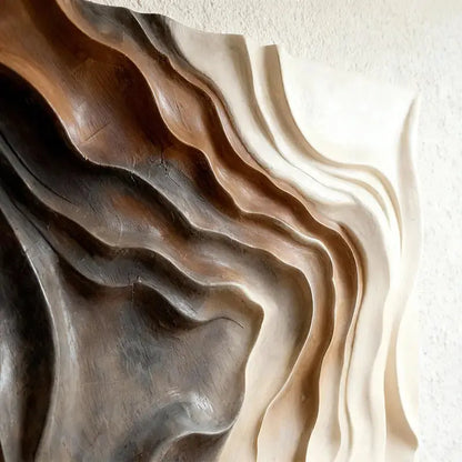 Earthy Wave Gradient Textured 3D Sculptural Wall Decor Artmeto Wood wall art