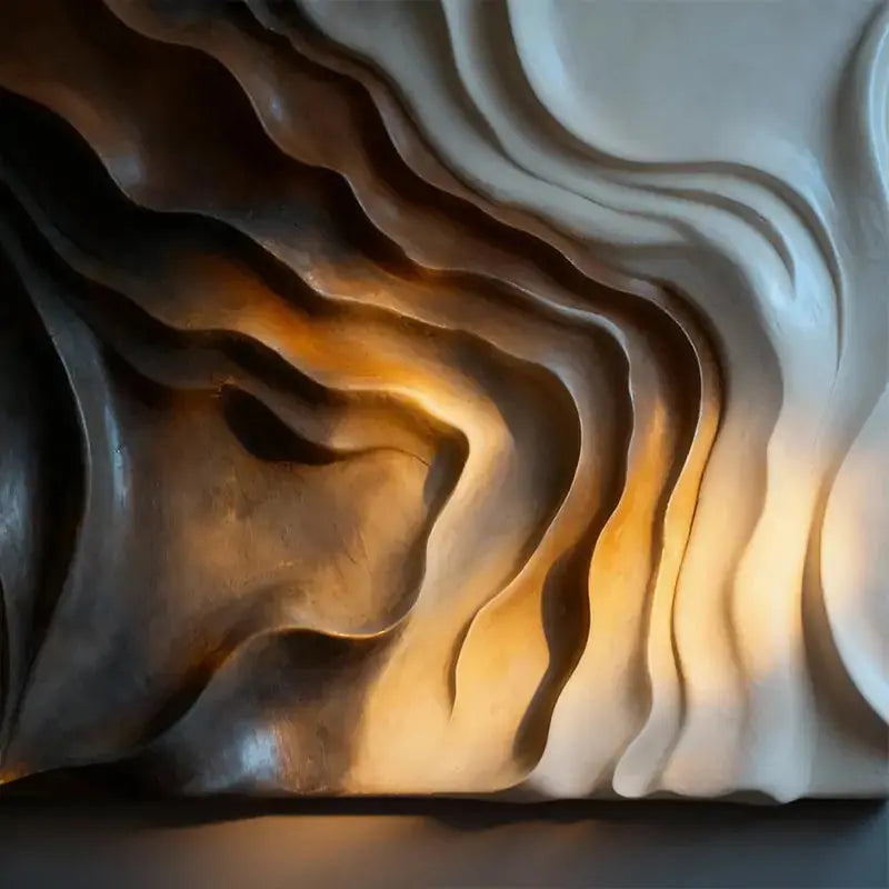 Earthy Wave Gradient Textured 3D Sculptural Wall Decor Artmeto Wood wall art