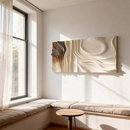Elegant Beige Wave 3D Wood Sculpture Wall Art Minimalist Home Decor（副本） Artmeto Wood wall art