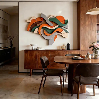Elegant Beige Wave 3D Wood Sculpture Wall Art Minimalist Home Decor（副本） Artmeto Wood wall art