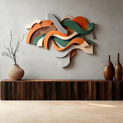 Elegant Beige Wave 3D Wood Sculpture Wall Art Minimalist Home Decor（副本） Artmeto Wood wall art