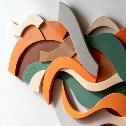 Elegant Beige Wave 3D Wood Sculpture Wall Art Minimalist Home Decor（副本） Artmeto Wood wall art