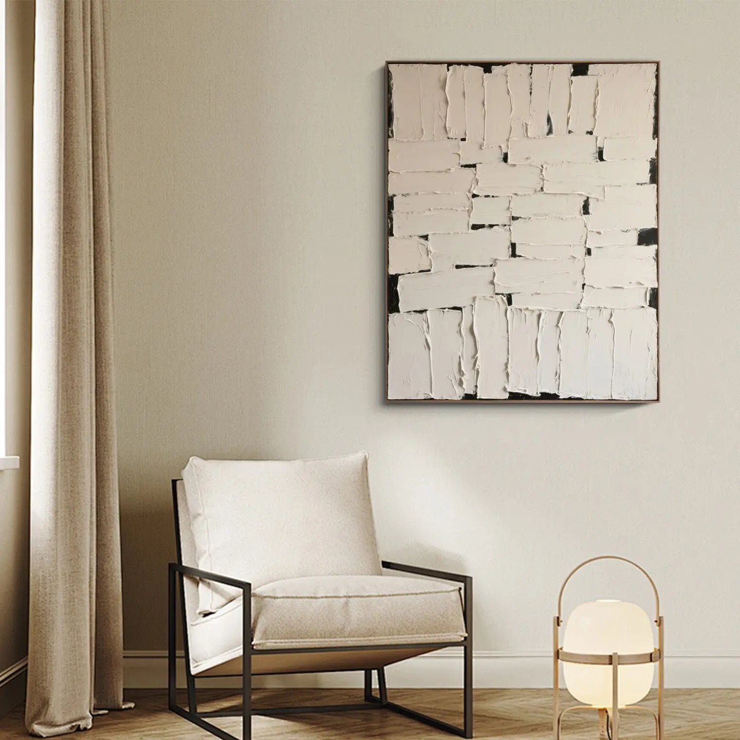 Elegant Black White Art-Textured Plaster Canvas Wall Decor-Artmeto Artmeto Wood wall art