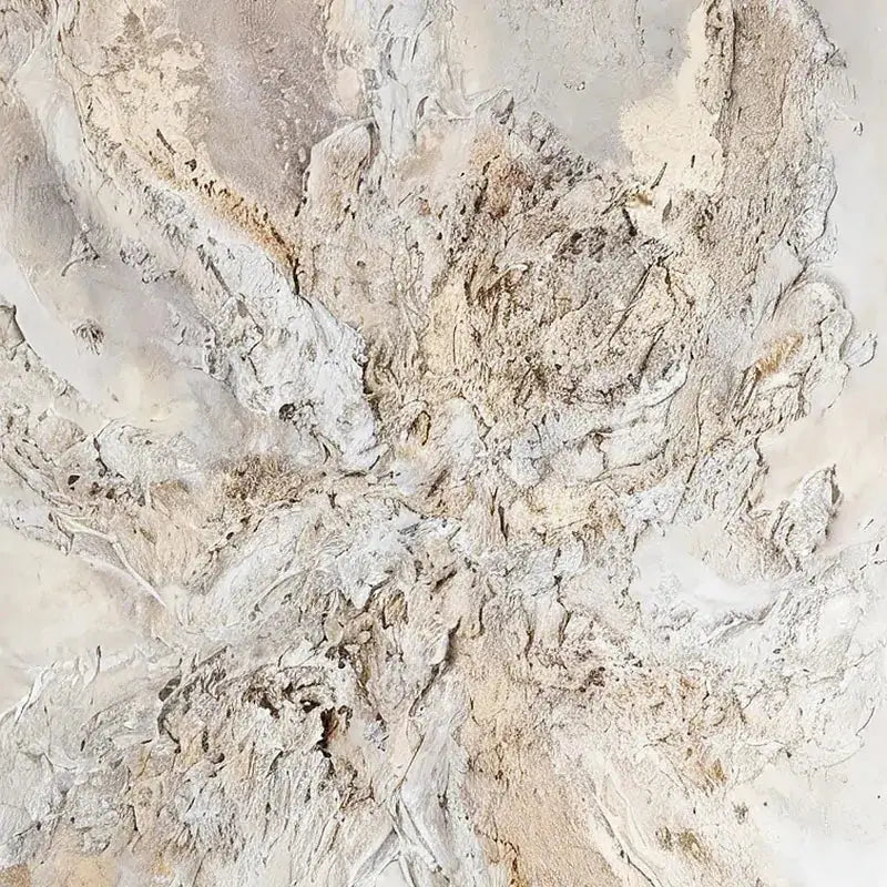 Elegant Soft Cream & Taupe Abstract Textured Oil Painting Artmeto Wood wall art