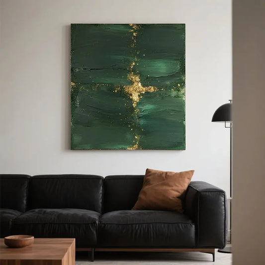 Emerald Green Gold Textured Abstract Wall Art-Luxury Canvas-Artmeto Artmeto Wood wall art
