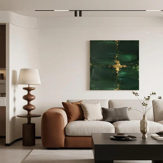 Emerald Green Gold Textured Abstract Wall Art-Luxury Canvas-Artmeto Artmeto Wood wall art