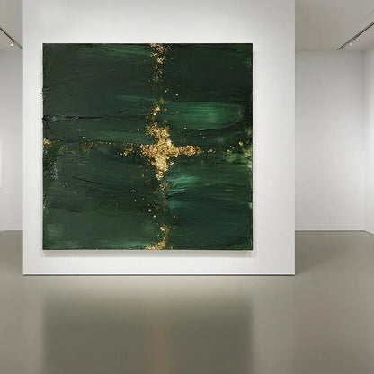 Emerald Green Gold Textured Abstract Wall Art-Luxury Canvas-Artmeto Artmeto Wood wall art