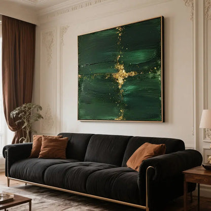 Emerald Green Gold Textured Abstract Wall Art-Luxury Canvas-Artmeto Artmeto Wood wall art