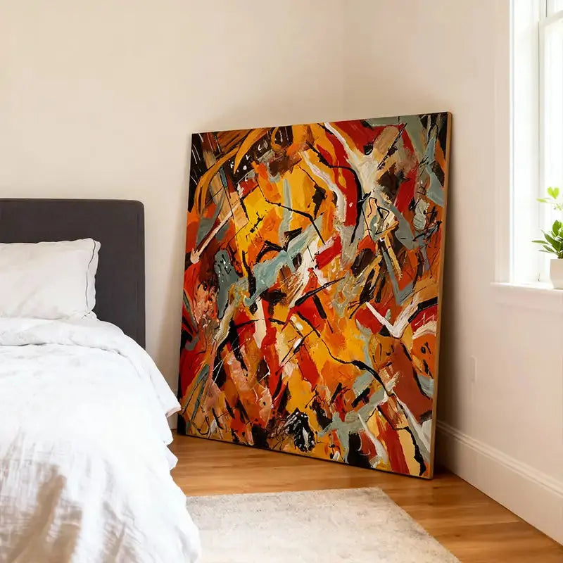 Modern Minimalist Abstract Art | White Gold Canvas Painting-Artmeto（副本） Artmeto Wood wall art