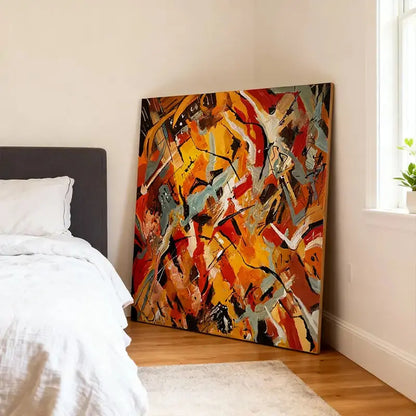 Modern Minimalist Abstract Art | White Gold Canvas Painting-Artmeto（副本） Artmeto Wood wall art