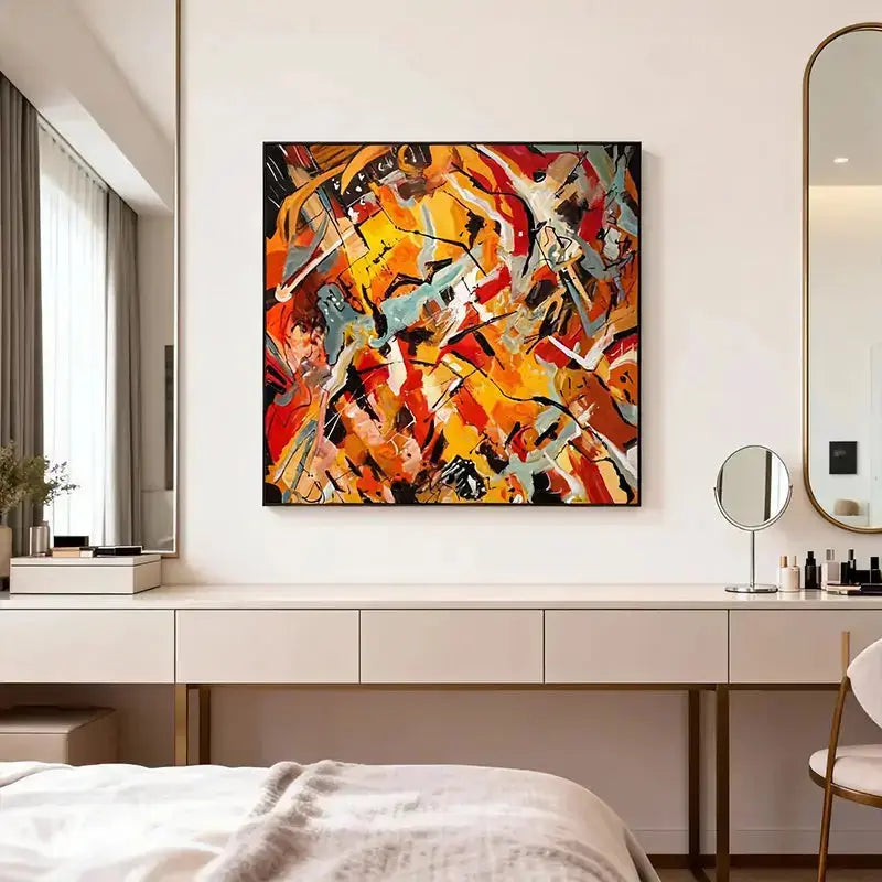 Modern Minimalist Abstract Art | White Gold Canvas Painting-Artmeto（副本） Artmeto Wood wall art