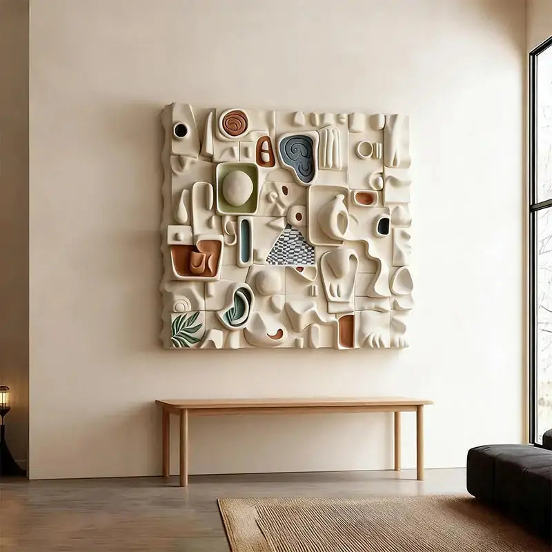Ethereal Cream Currents Neutral Tone 3D Wall Sculpture（副本） Artmeto Wood wall art